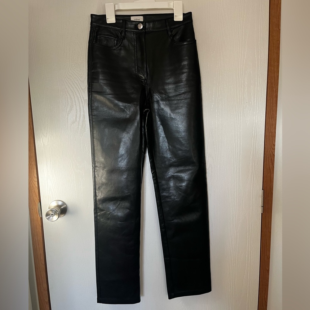 Wilfred The Melina Pant Women's 0 Vegan Leather Black‎ Straight Faux Aritzia